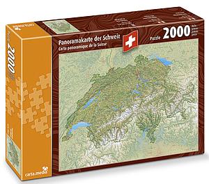 Puzzle 2000 Stk. Panoramakarte der Schweiz