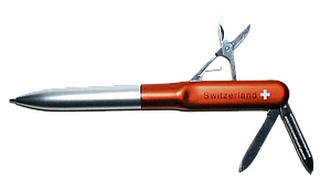 Stift "Schweizer Kreuz" mit Messer/Feile/Schere