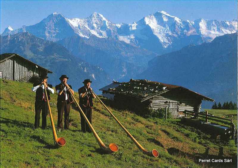Postcards 12566 Eiger MönchJungfrau Alphorn