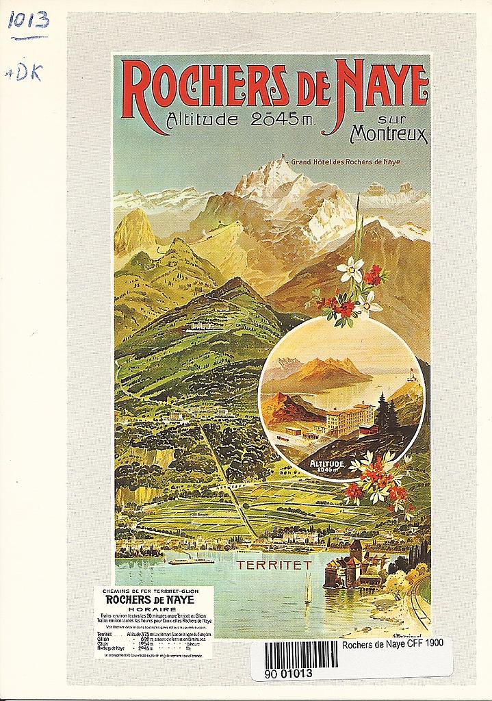 Postcards A6 Litho 01013 Affiche Rochers de Naye 1900