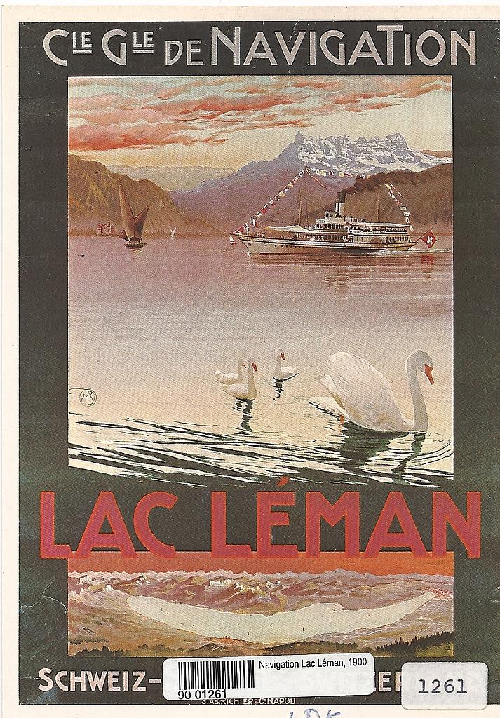 Postcards A6 Litho 01261 Affiche Navigation Lac Léman 1900