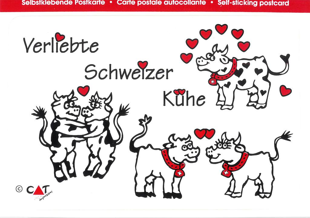 Postcards SK 437 Stickers "Verliebte Schweizer Kühe'