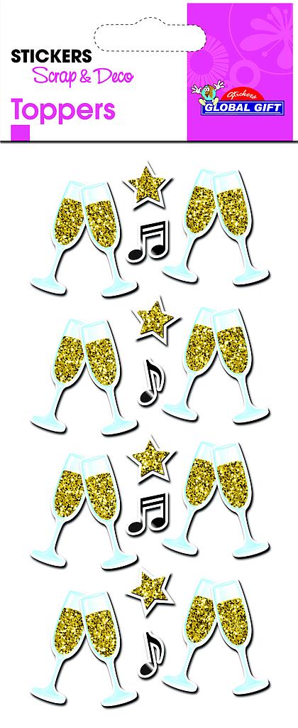 Autocollants luxe verres champagnes