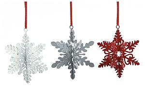 Trio flocons en métal à suspendre (2.90/pce)