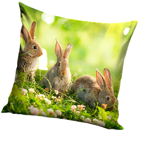 Coussin vert lapins