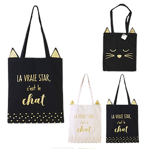 2 Tote-Bags "La vraie star, c'est le chat" 9.90/pce