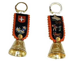 Porte-clés cloche doré brodé