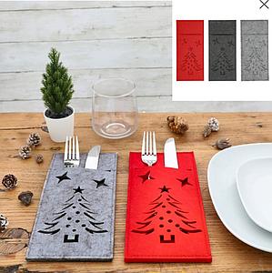 Trio de pochettes à couverts en feutrine Noël (2.90/pce)