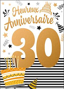 Carte A4 Anniversaire 30 ans