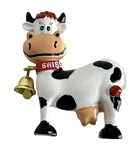 Aimant vache avec cloche or