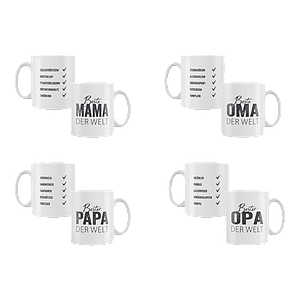 4 Tassen, Oma, Opa, Papa, Mama