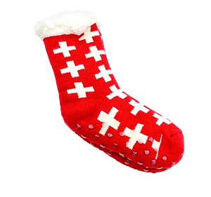 Chaussettes avec semelle ABS croix suisse (taille 35-38)