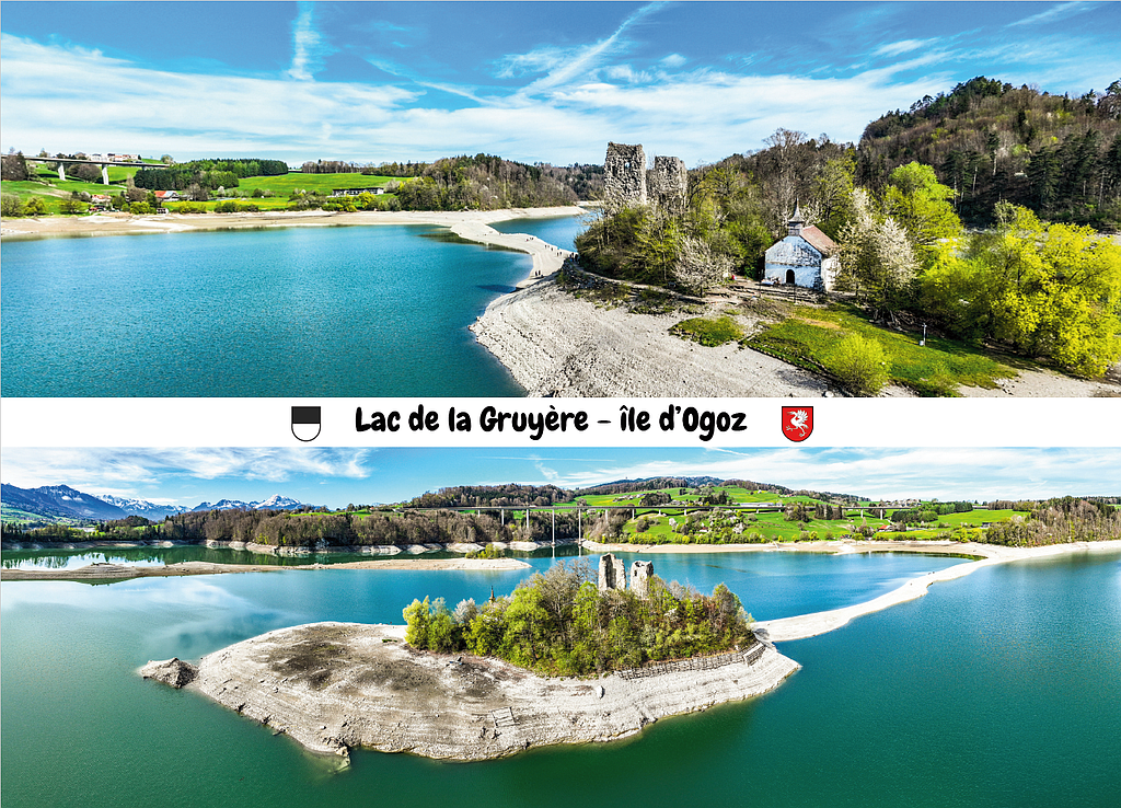 Postcards Lac de la Gruyère, île d'Ogoz