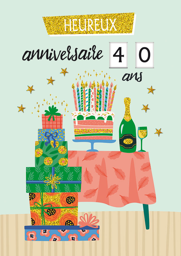 Carte A4 Anniversaire avec âge réglable