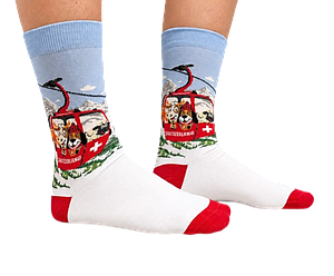 Socken mit Schweizer Tiermotiven (Größe 42–46)