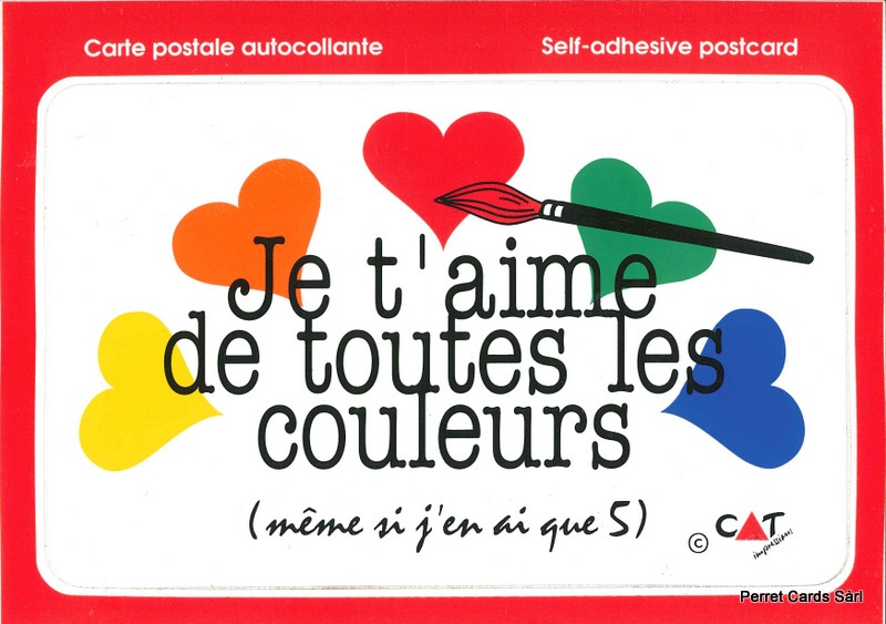 Postcards SK 423 Stickers 'Je t'aime de toutes les couleurs'