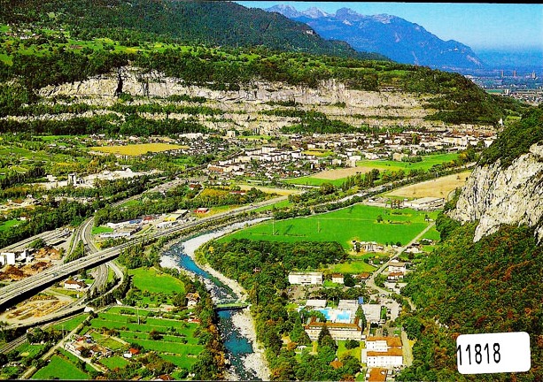 Postcards 11818 St-Maurice Lavey-les-Bains vue aérienne