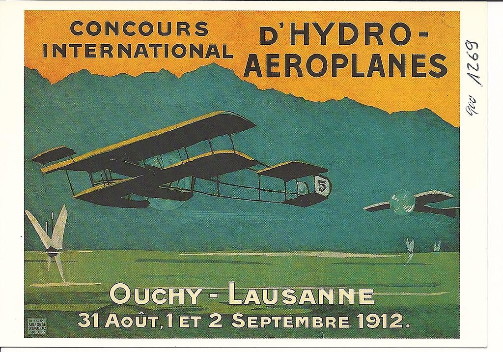 Postcards[Fr.2.- Litho] 01269 Lausanne-Ouchy Aéroplanes