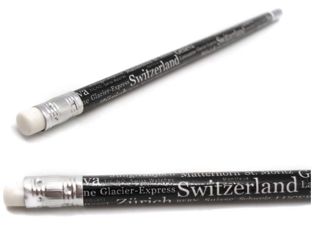 Bleistift mit Radiergummi schwarz Switzerland