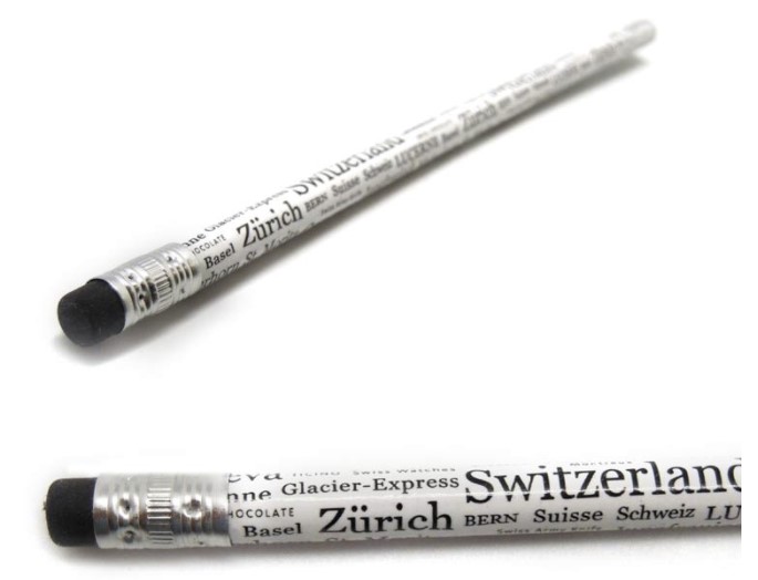 Bleistift mit Radiergummi weiss Switzerland
