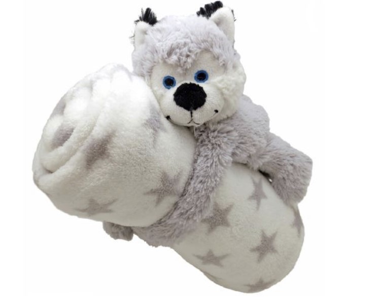 Couverture peluche avec Husky  ~20cm