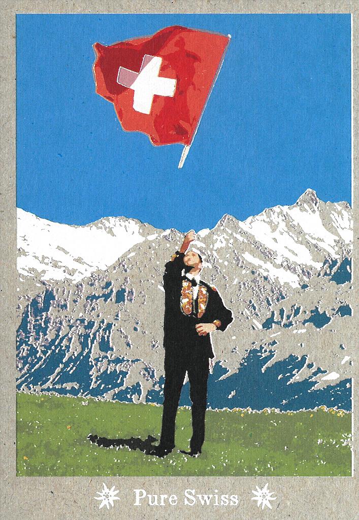 Postcards 51132 Pure Swiss Lancer de drapeaux
