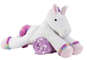 Licorne blanche peluche avec sa couverture