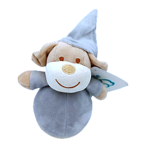 Peluche chien gris qui se balance