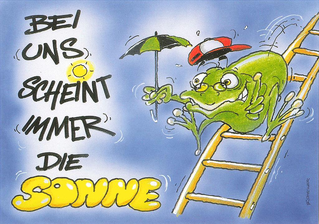 Postcards 20078 Humor (Frosch) "Bei uns schneint immer die Sonne"