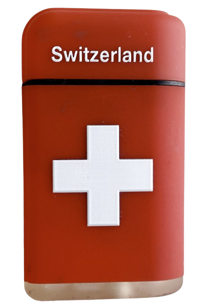 Display 25 briquets rouge chalumeau SWITZERLAND (6.90/pce)