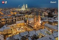 Postcards 29701w Basel by night (Bâle)