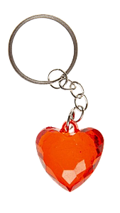 Porte-clés coeur rouge transparent