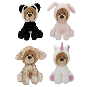 4 peluches ourson en costume ~23cm