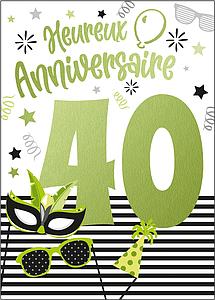 Carte A4 Anniversaire 40 ans