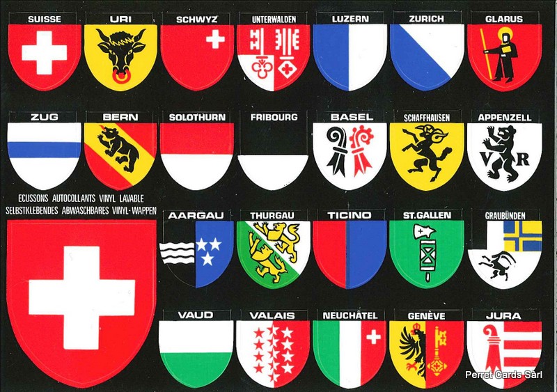 Postcards SK 200 Stickers Wappen Schweiz. Kantone