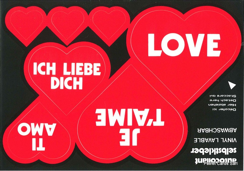 Postcards SK 213 Stickers Coeurs 'Je t'aime' multilingues