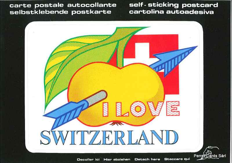 Postcards SK 273 Stickers I LOVE SWITZERLAND