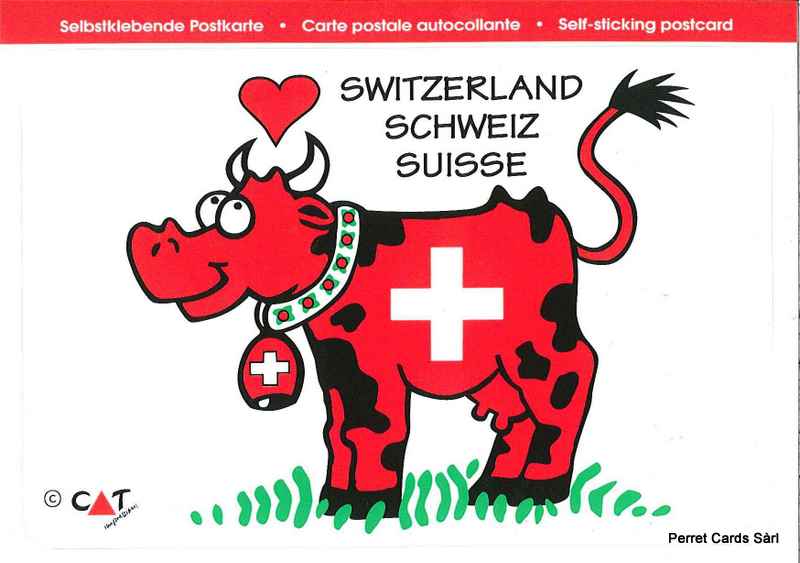 Postcards SK 441 Stickers Schweizer Kreuz (Kuh)