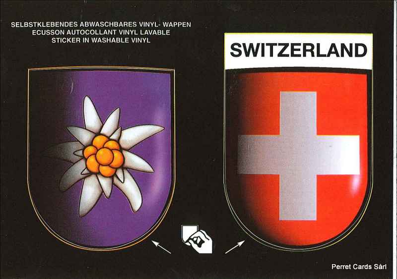 Postcards SK 464 Stickers Edelweiss + Schweizer Kreuz SWITZERLAND