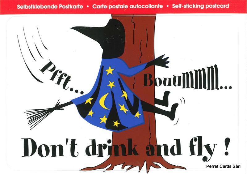 Postcards SK 487 Stickers Don't drink and fly (Bouummm...)