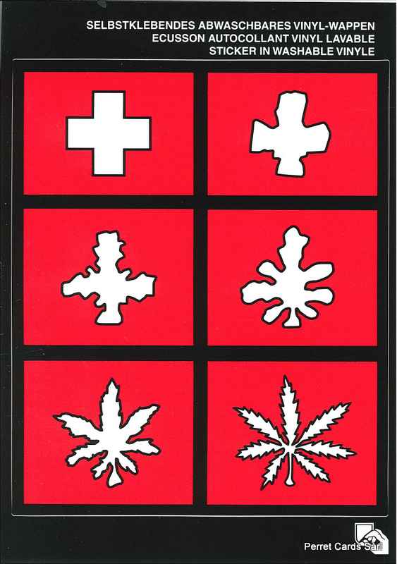 Postcards SK 488 Stickers Croix suisse & chanvre