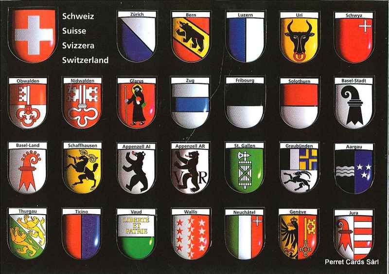 Postcards SK 518 Stickers Suisse et cantons