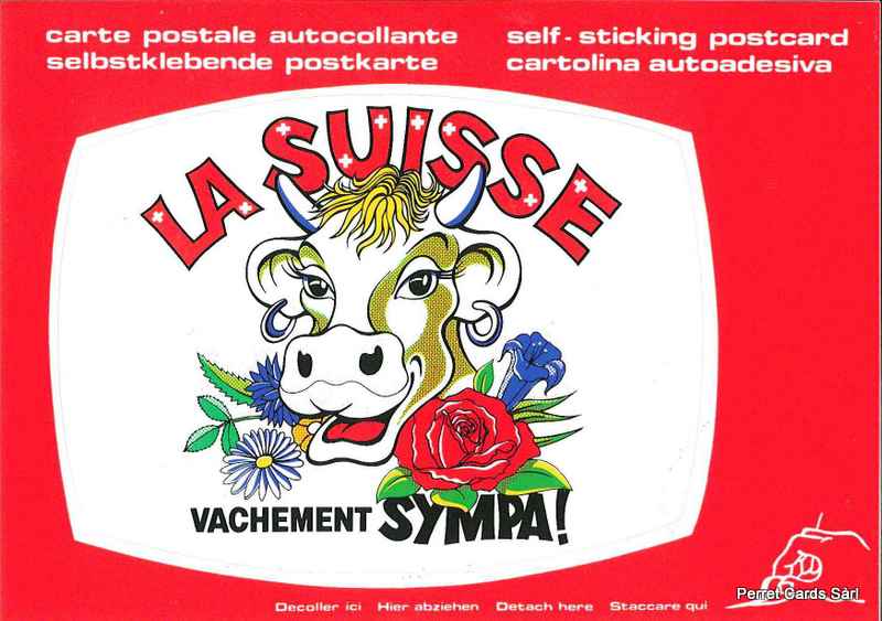 Postcards SK 212 Stickers 'La Suisse, vachement sympa !'