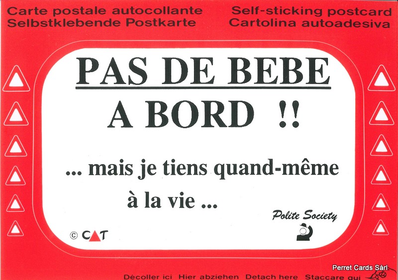 Postcards SK 380 Stickers 'Pas de bébé à bord !!'