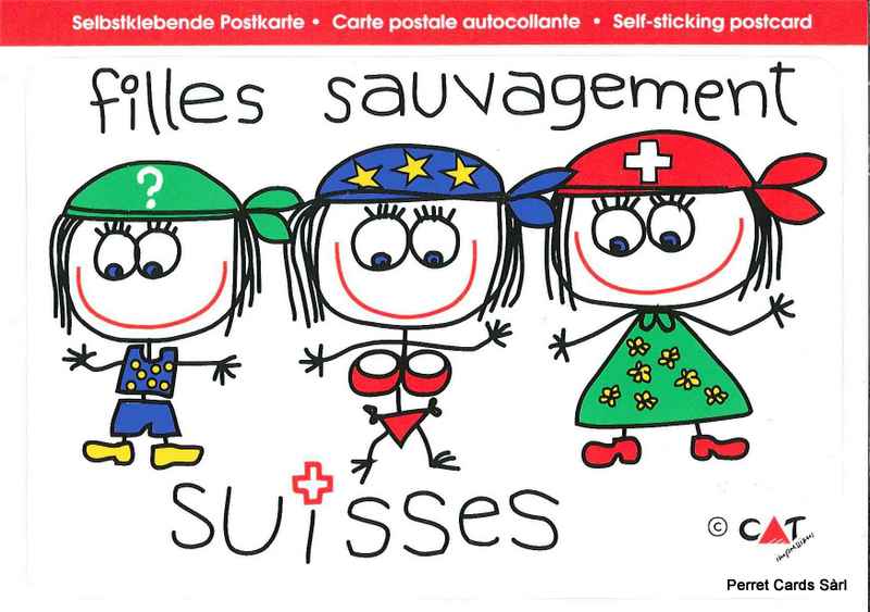 Postcards SK 406 Stickers 'filles sauvagement suisses'
