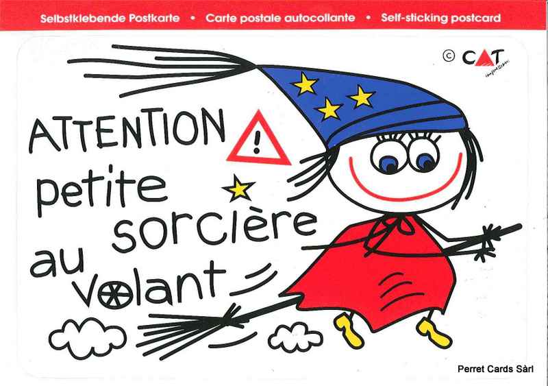 Postcards SK 416 Stickers 'Attention, petite sorcière au volant'