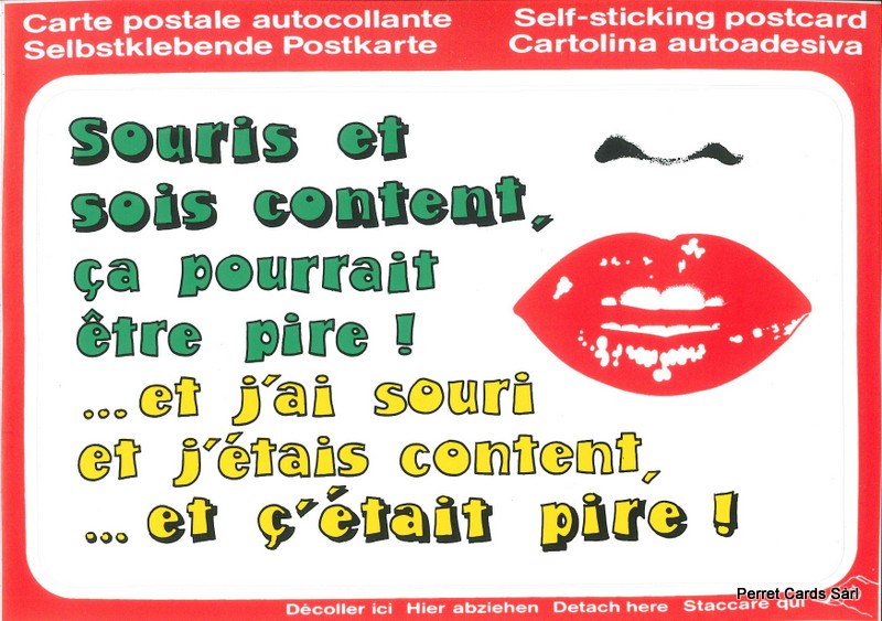 Postcards SK 436 Stickers 'Souris et sois content...'*