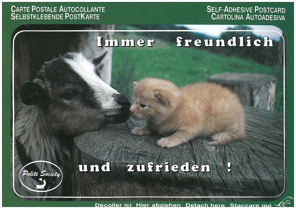 Postcards SK 376 Stickers 'Immer freundlich und zufrieden !'