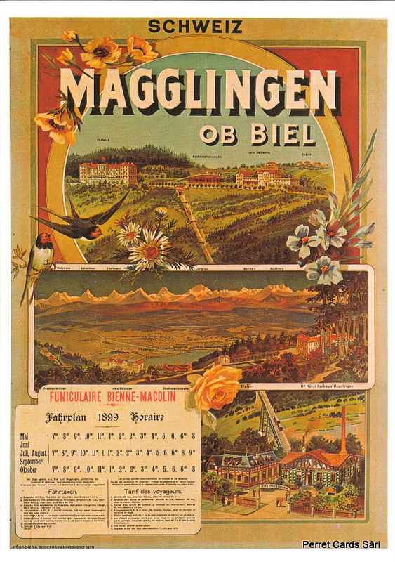 Postcards A6 Litho 01173 Funiculaire Bienne-Macolin