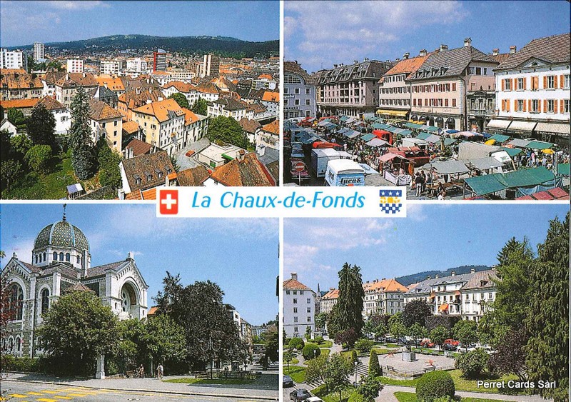 Postcards 20201 La Chaux-de-Fonds, Place du marché, Synagogue, Parc de l'Ouest
